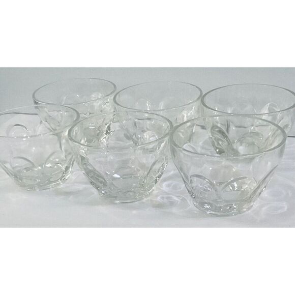 No Brand Other - Vintage France Thumbprint Clear Glass Petale Dessert Bowls Set Of 6